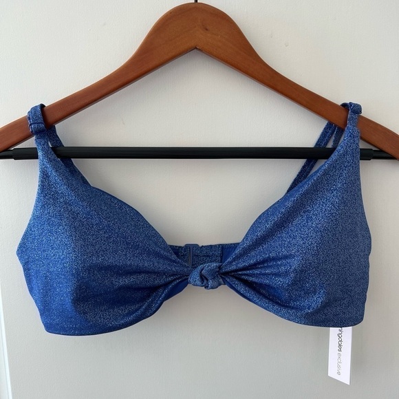 AQUA Swim Shimmer Twist Front Bikini Top NWT - Picture 4 of 16